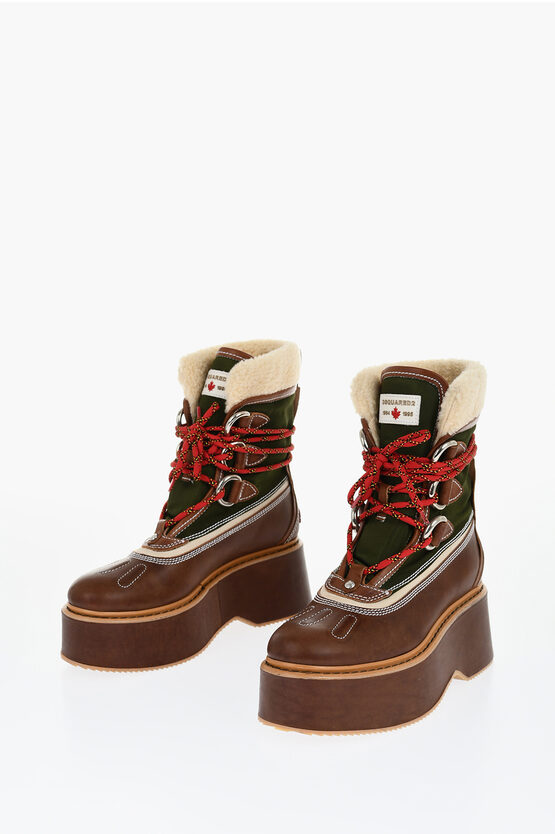 DSQUARED2 WOOD EFFECT SOLE CANADA HIKING PLATFORM BOOTIES