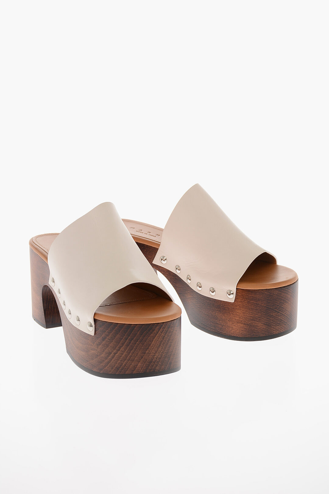 ★Massimo Dutti★ Wood wedge mule sandals Marni Wood Wedge Leather Mules 9cm women - Glamood Outlet