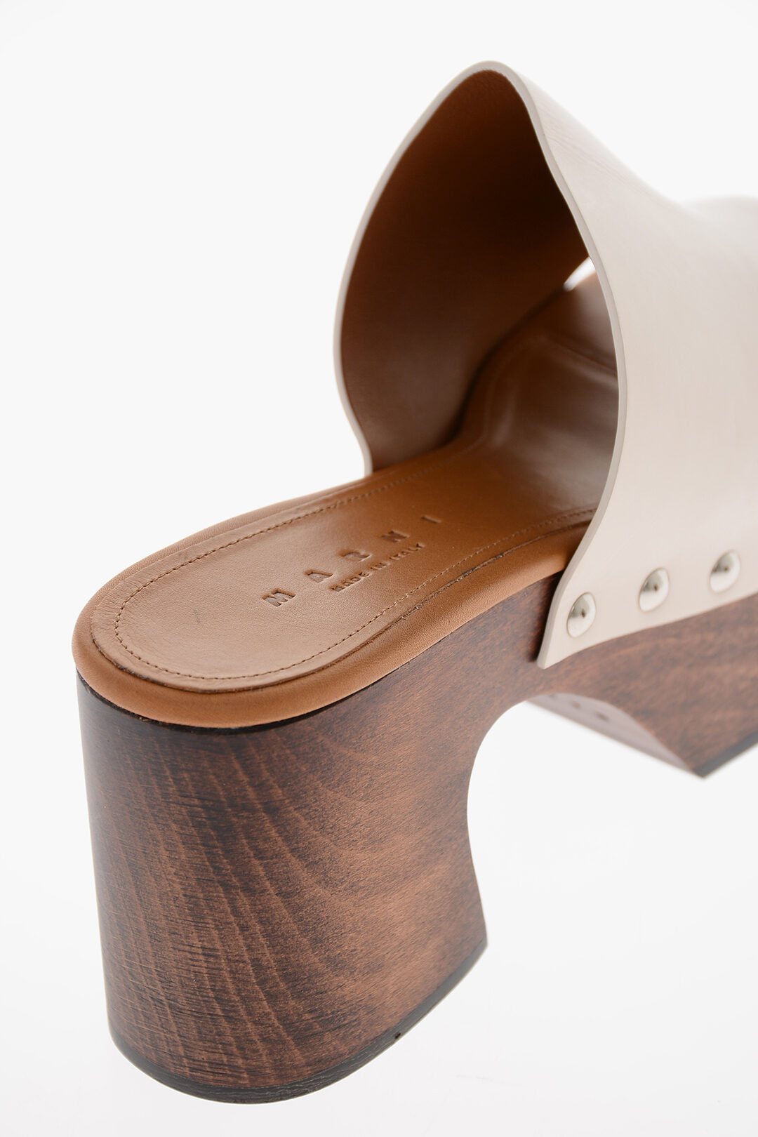 Marni Wood Wedge Leather Mules 9cm women - Glamood Outlet