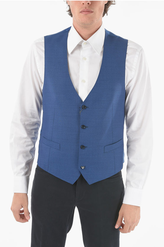 Corneliani Wool 4 Buttons Academy Waistcoat With Martingale