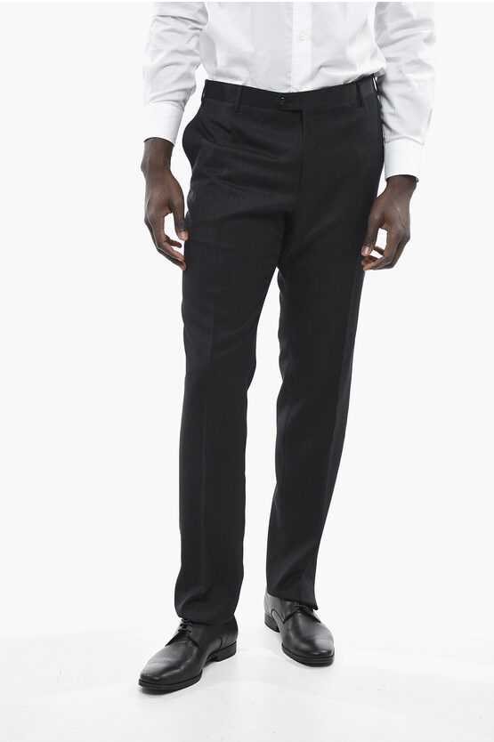 Corneliani Wool Academy Pants With Belt Loops In Black
