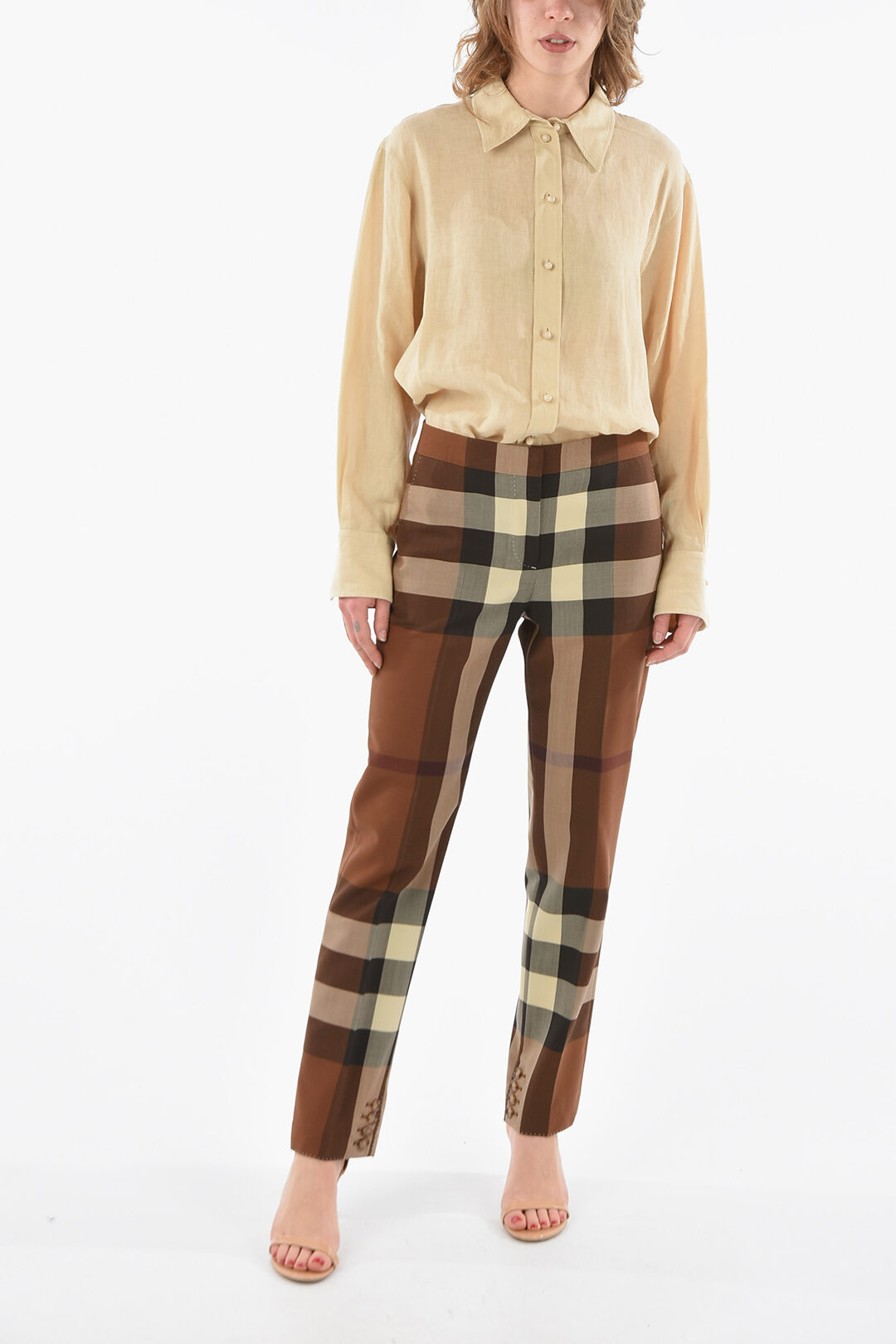 Burberry Wool AIMIE Tailored Pants with Iconic Tartan Motif women