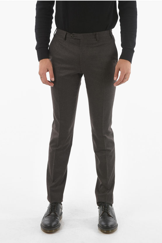 Corneliani Wool And Cashmere Academy Trousers With Scalloped Hem