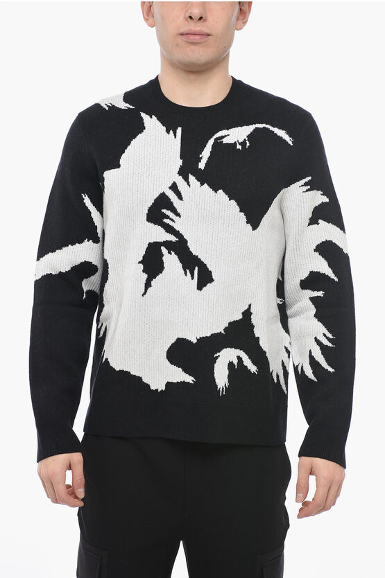 Neil Barrett Wool And Cashmere Blend Three Eyed Ravens Sweater In Black