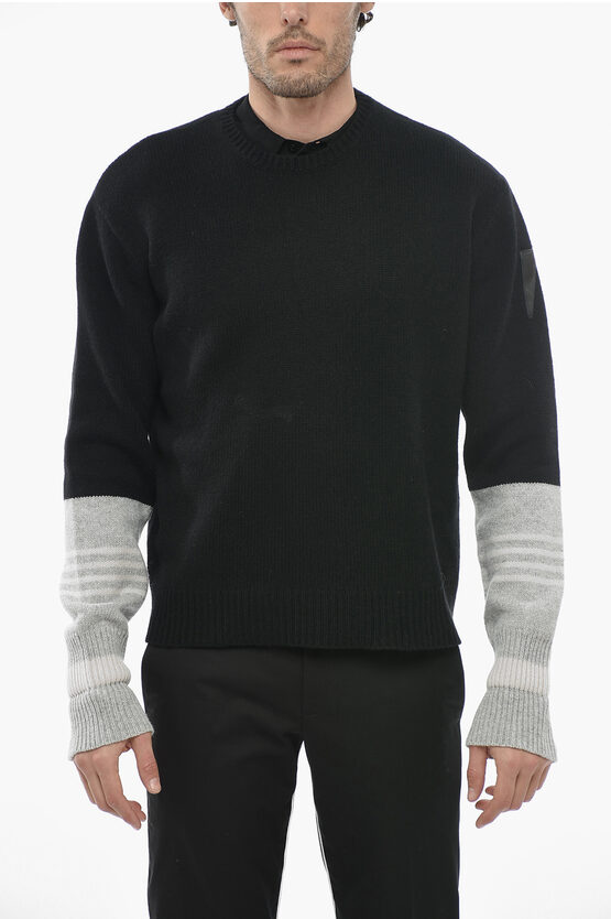 Shop Neil Barrett Wool And Cashmere Blnd Sweater With Contrasting Sleeves
