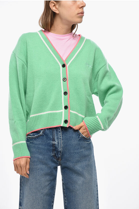 Msgm Wool And Cashmere Cardigan With Contrasting Trims