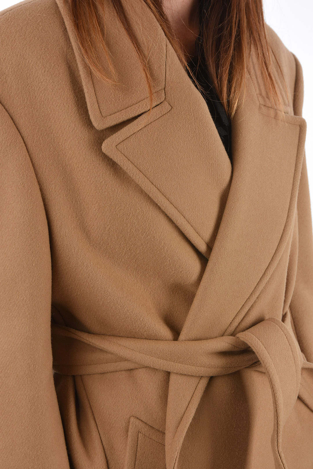 Celine Wool and Cashmere Coat with Belt and Flush Pockets