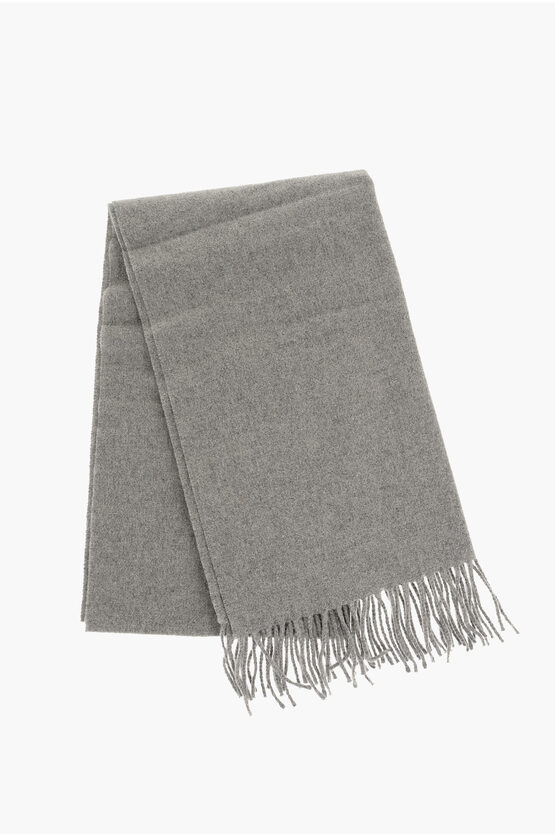 Samsoe & Samsoe Wool And Cashmere Efin Scarf With Fringes In Gray