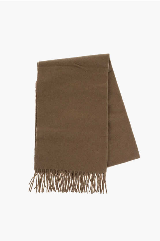 Samsoe & Samsoe Wool And Cashmere Efin Scarf With Fringes In Brown