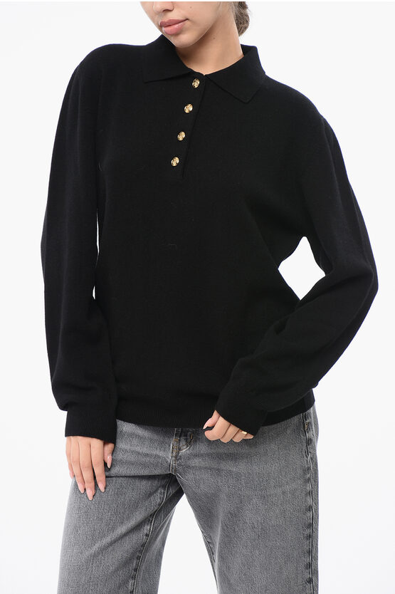Blazé Milano Wool And Cashmere Highland Sweater With Polo Neck And Golden