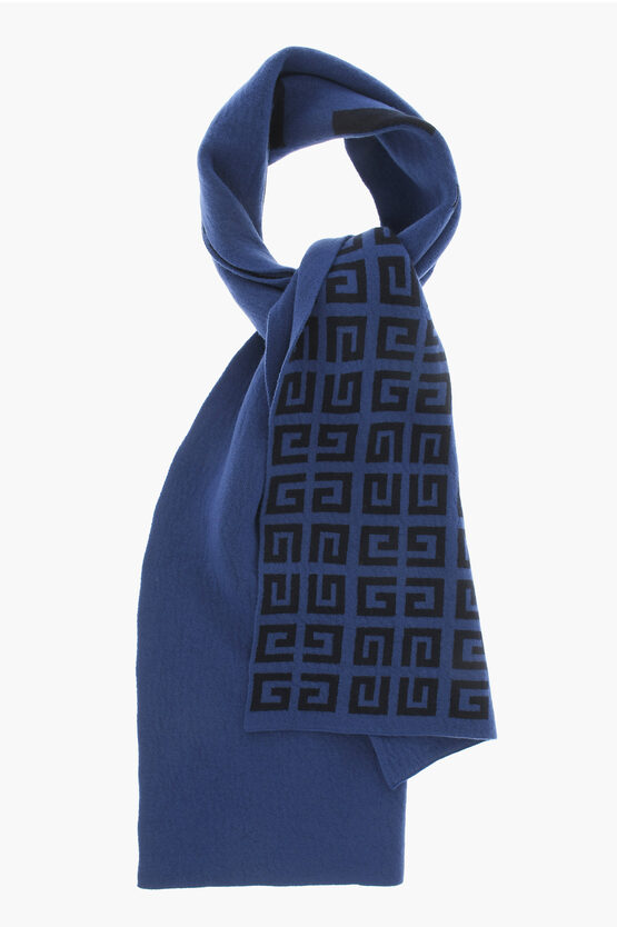 Shop Givenchy Wool And Cashmere Maxi Scarf With Embroidery Logo