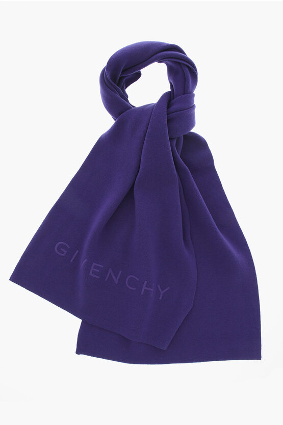 Shop Givenchy Wool And Cashmere Maxi Scarf With Ton-sur-ton Logo