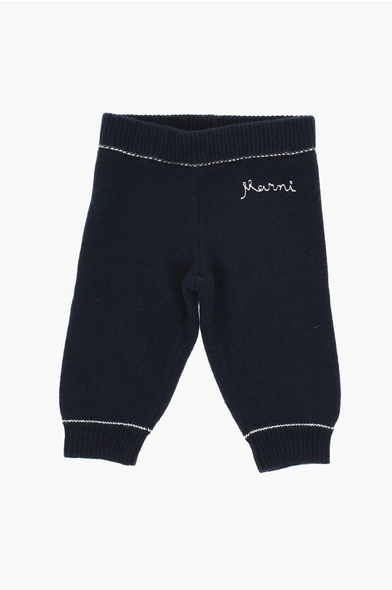 Marni Wool And Cashmere Pants With Embroidered Logo