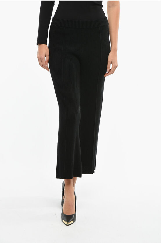 Aeron Wool And Cashmere Ribbed Nancy Pants In Black