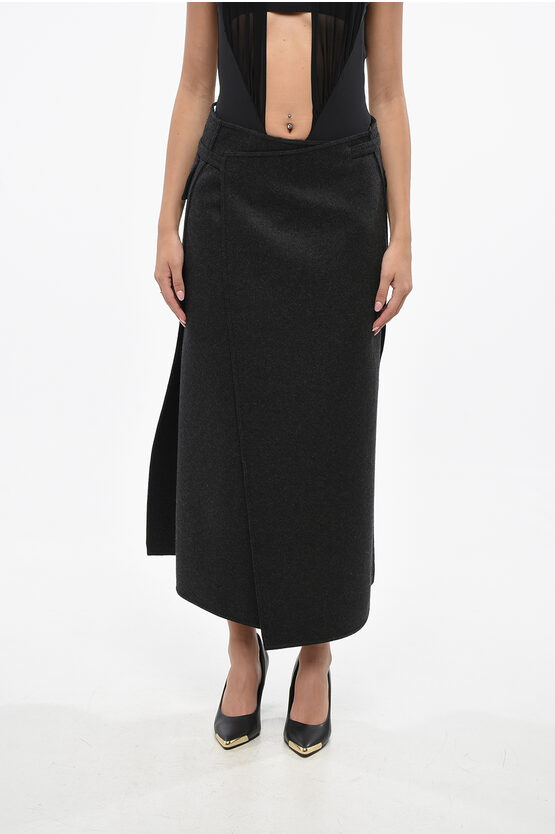 Gucci Wool And Cashmere Wrap Skirt With Maxi Patch Pockets In Black