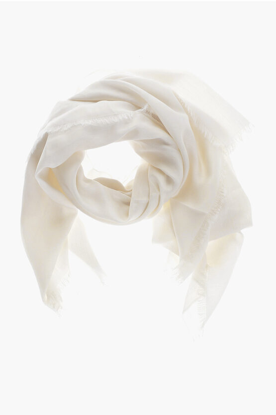 Max Mara Wool And Cotton Geode Scarf With All-over Mm Monogram