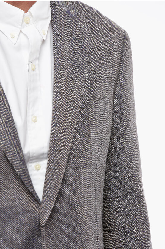 Corneliani Wool and Linen-blend GATE Blazer with Herringbone Pattern ...