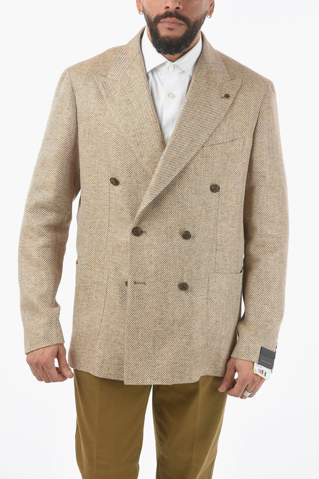 ジャケット TAGLIATORE DOUBLE-BREASTED JACKET IN LINEN Tagliatore Linen double-breasted jacket golden buttons | The