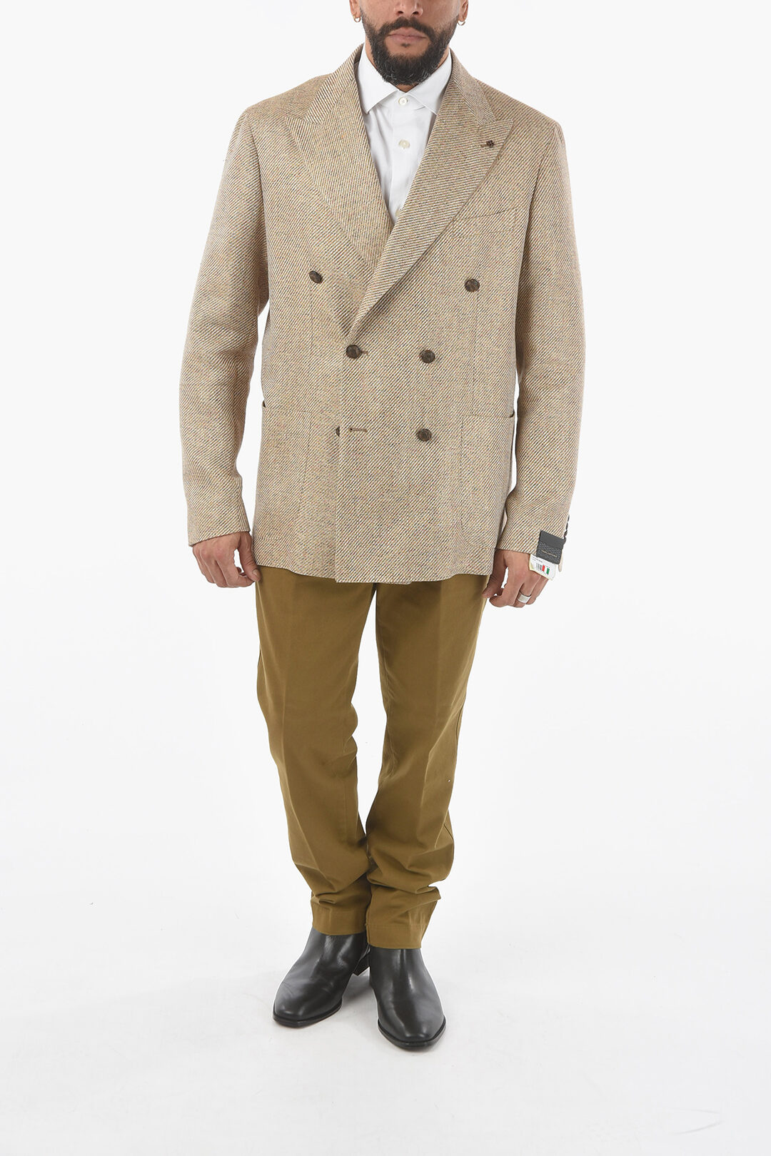 Tagliatore Wool and Linen MONTECARLO Double Breasted Blazer