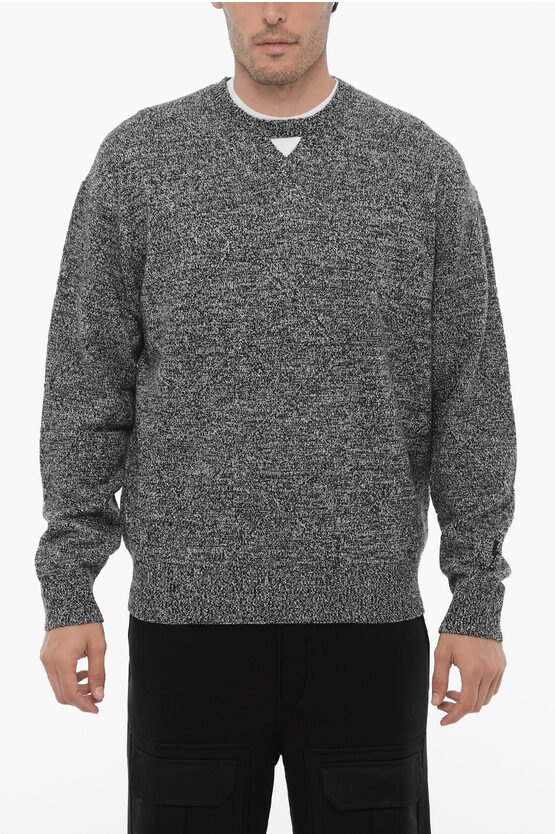 Neil Barrett Wool And Nylon Crew-neck Sweater With Cut Out Detail In Gray
