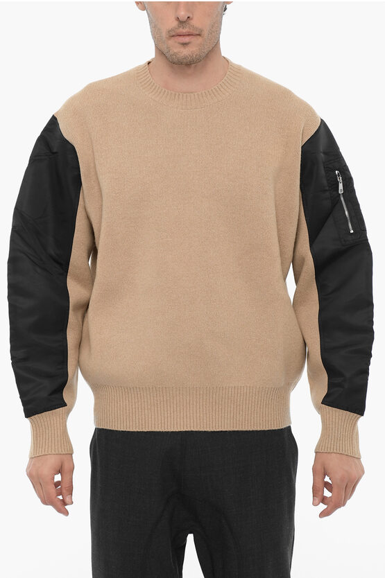 Neil Barrett Wool And Nylon Crew-neck Sweater With Sleeve Pocket
