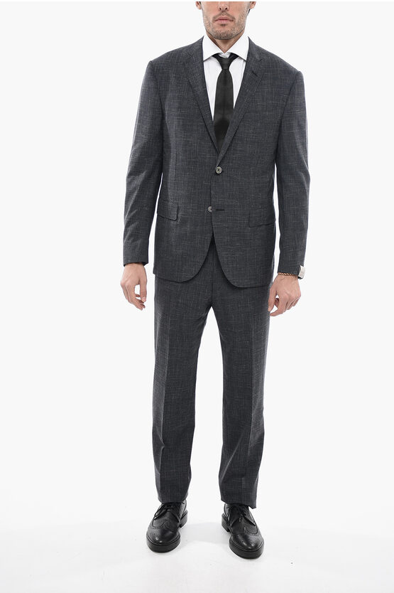 Corneliani Wool And Silk Blend Academy Suit In Blue