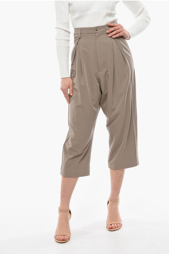 The Mannei Wool And Silk Blend Cholet Trousers With Loose-fit And High In Multi