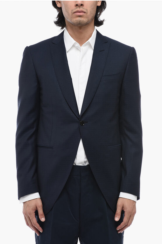 Shop Corneliani Wool And Silk-blended Academy Blazer With Peak Lapel