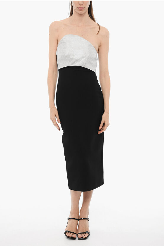Shop Roland Mouret Wool And Silk Maxi Strapless Ress With Rhinestone Detail