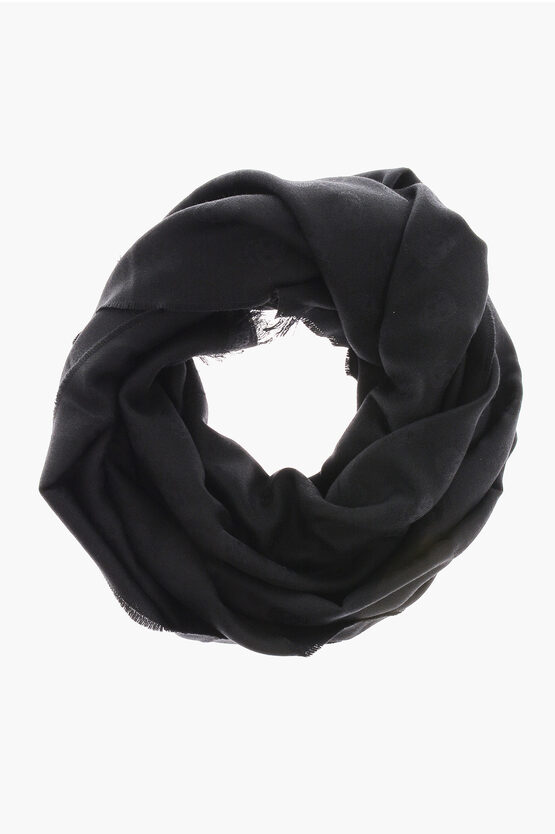 Shop Alexander Mcqueen Wool And Silk Scarf With All-overskull