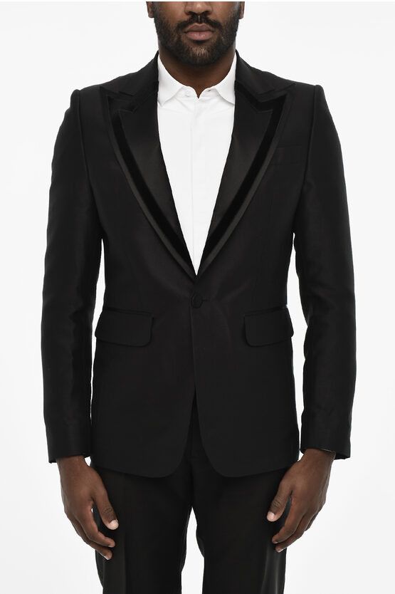 Dsquared2 Wool And Silk Side Vents Peak Lapel 1-button Blazer