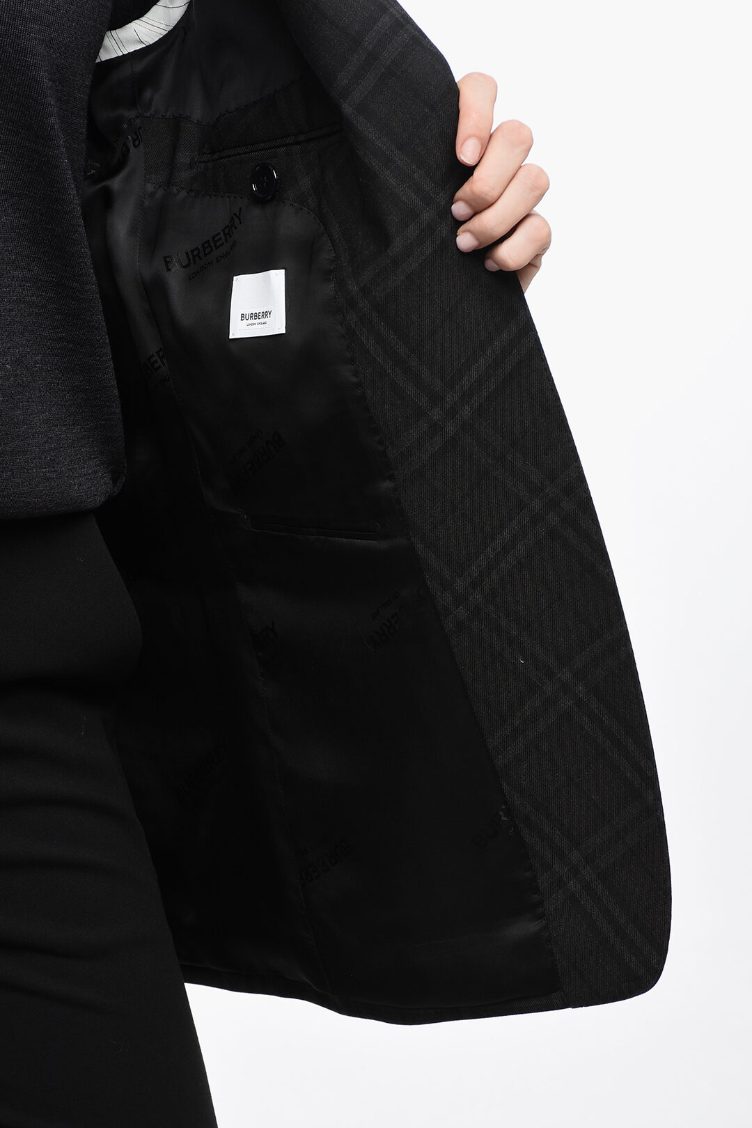 Burberrys ベルベット ジャケット　総柄　シャドウホース　ブラック　M BURBERRY BLACK LABEL(バーバリーブラックレーベル