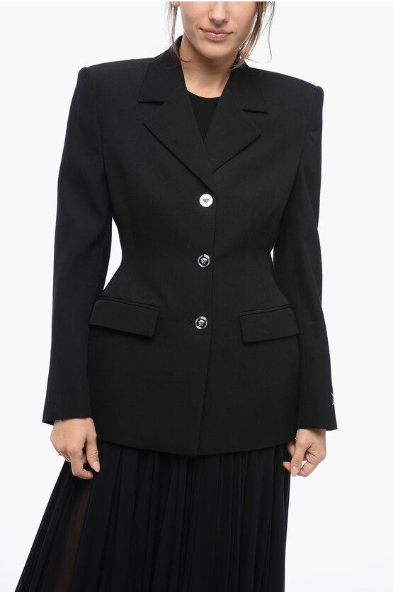 VERSACE WOOL BLAZER WITH PADDED SHOULDERS 