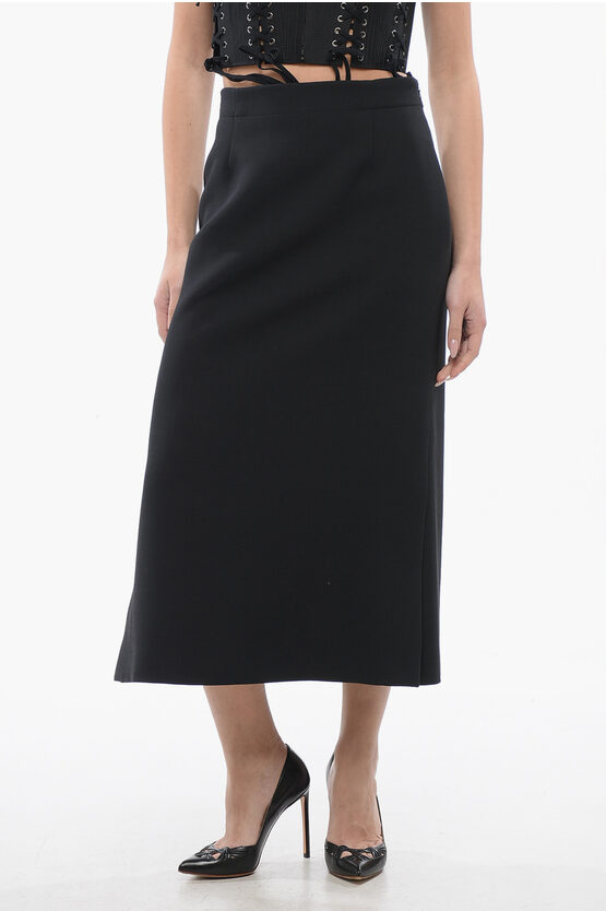 DIOR WOOL BLEND A-LINE LONGUETTE WITH SIDE SPLITS
