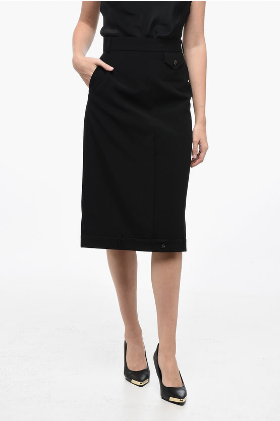 Shop Sportmax Wool Blend Albio Longuette With Front Buttoned Split