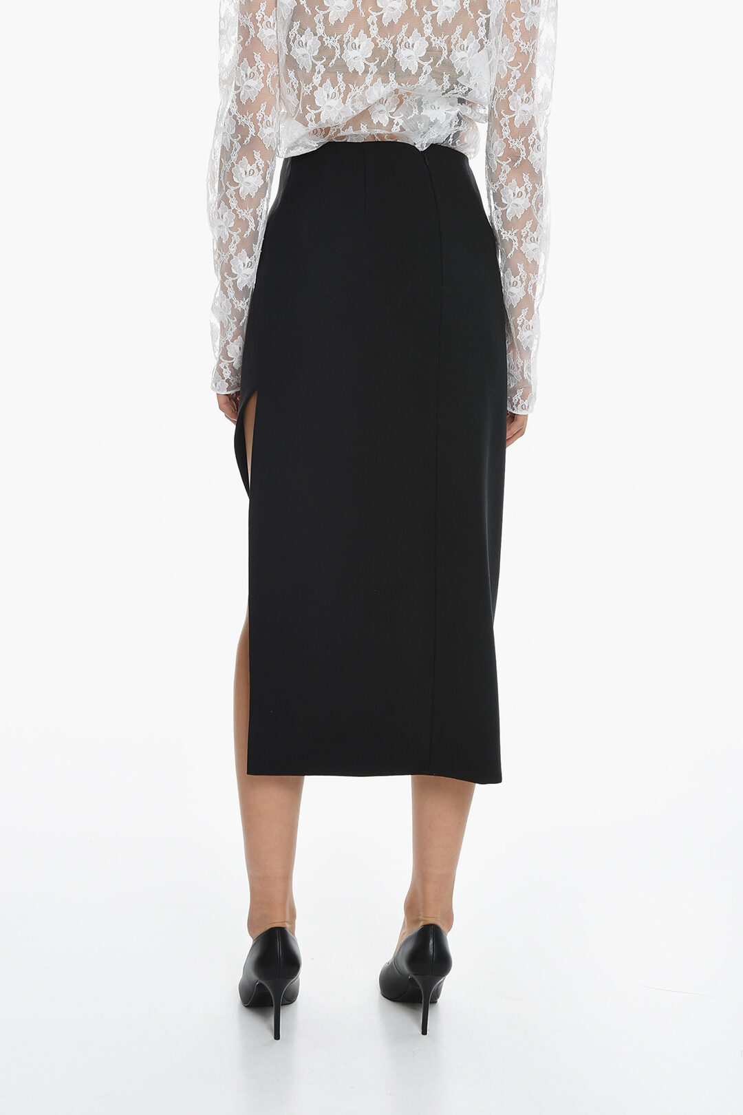 Alexander McQueen Wool-blend Asymmetric Midi Skirt with Side