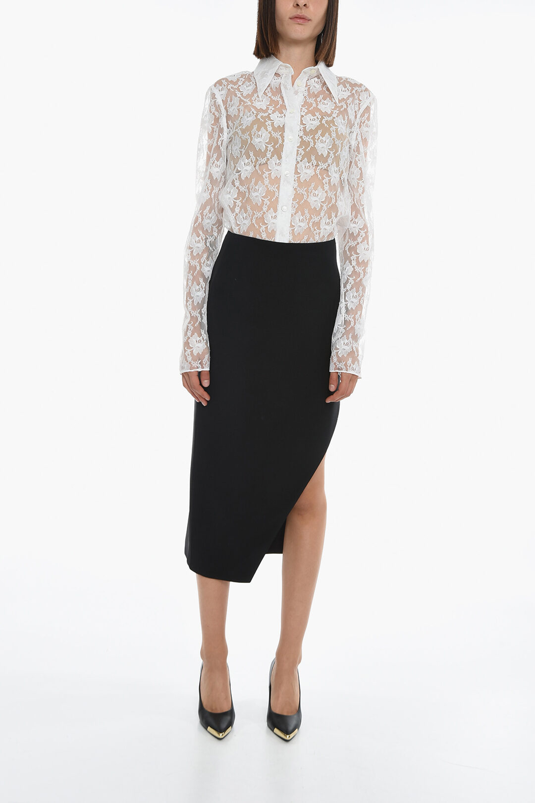 スカート MCQUEEN Ribbed midi skirt Alexander Mcqueen Thorn Branches Knitted Midi Skirt Multi
