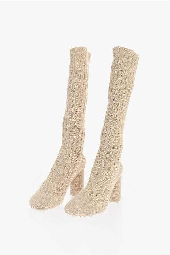 Bottega Veneta Atomic Knitted Knee-high Sock Boots In Neutral