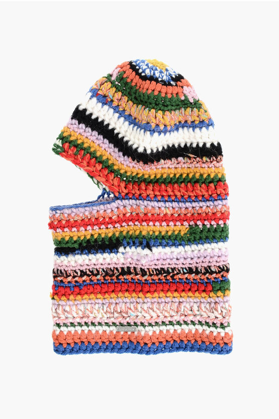 Dsquared2 Wool Blend Balaclava With Silver Tone Logo