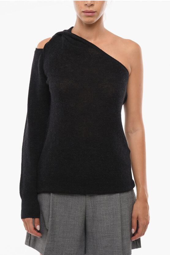 Iro Wool-blend Baurel One-shoulder Jumper In Black
