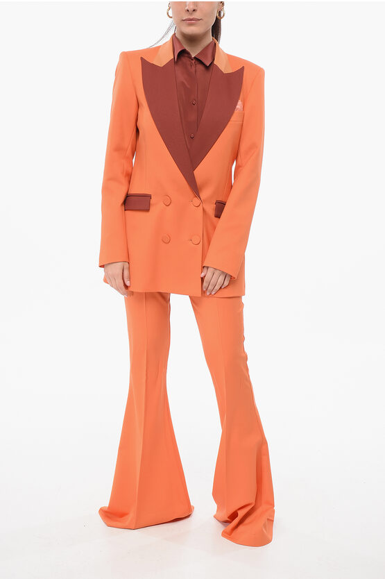 Hebe Studio Wool Blend Bianca Suit With Falred Fit Pants