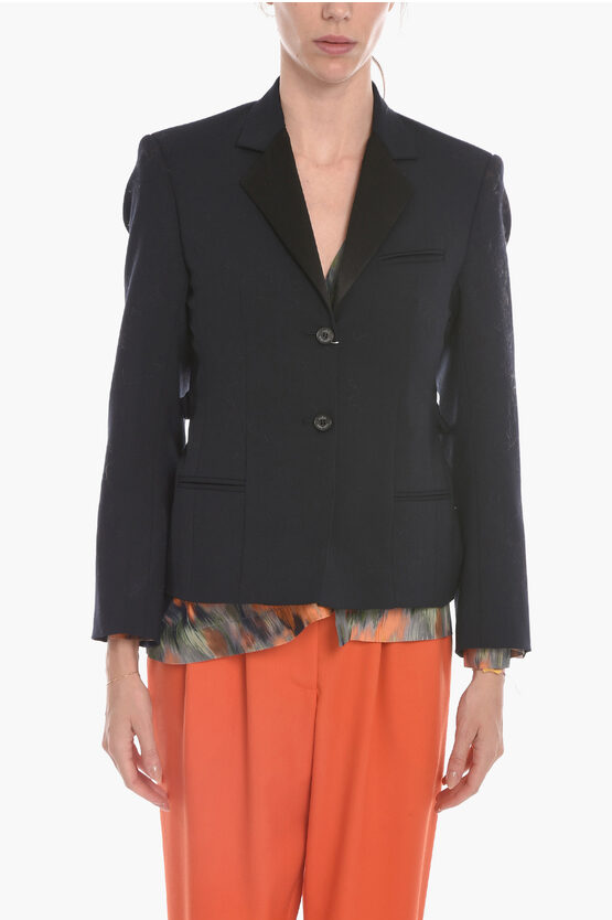 Rokh Wool Blend Blazer With Back Bukled-waistband In Black