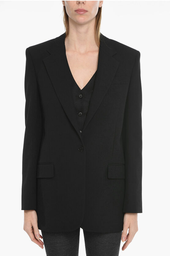 Stella Mccartney Wool-blend Blazer With Flap Pockets In Black