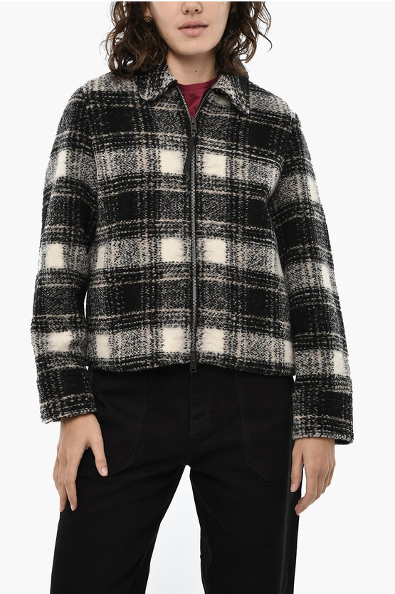 Woolrich Wool Blend Check Gentry Overshirt With Zip In Multi