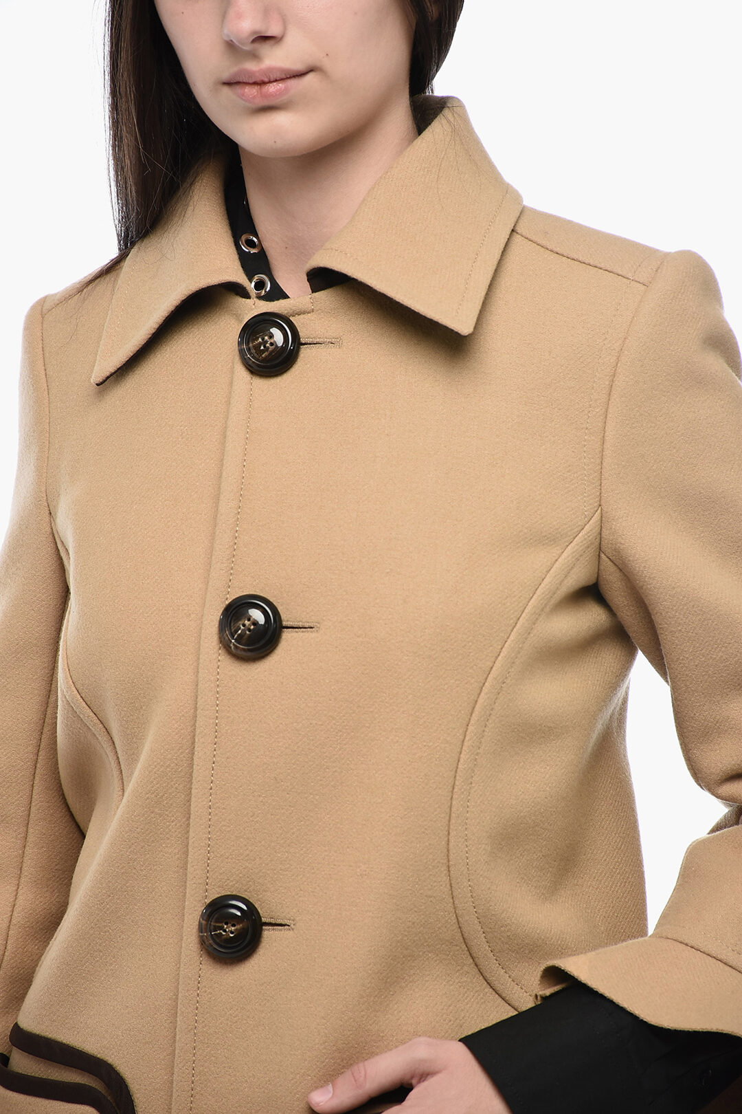 Dsquared2 Wool Blend Coat With Ruffles women - Glamood Outlet