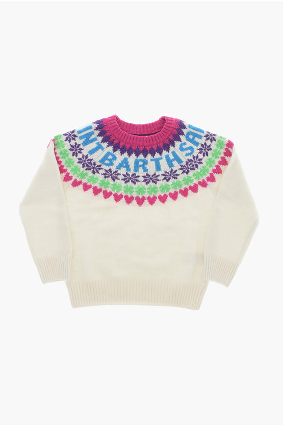 Shop Mc2 Saint Barth Wool Blend Crew-neck Sweater With Embroidery