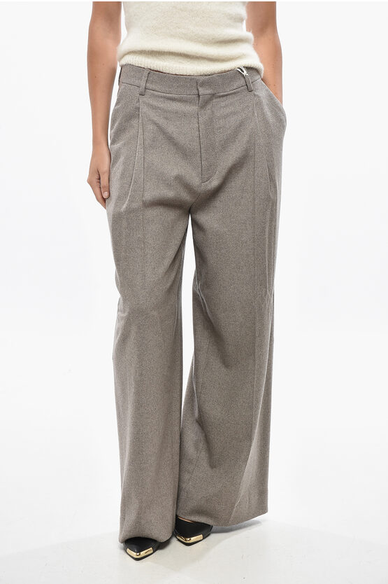Filippa K Wool Blend Cropped Fit Palazzo Pants In Gray