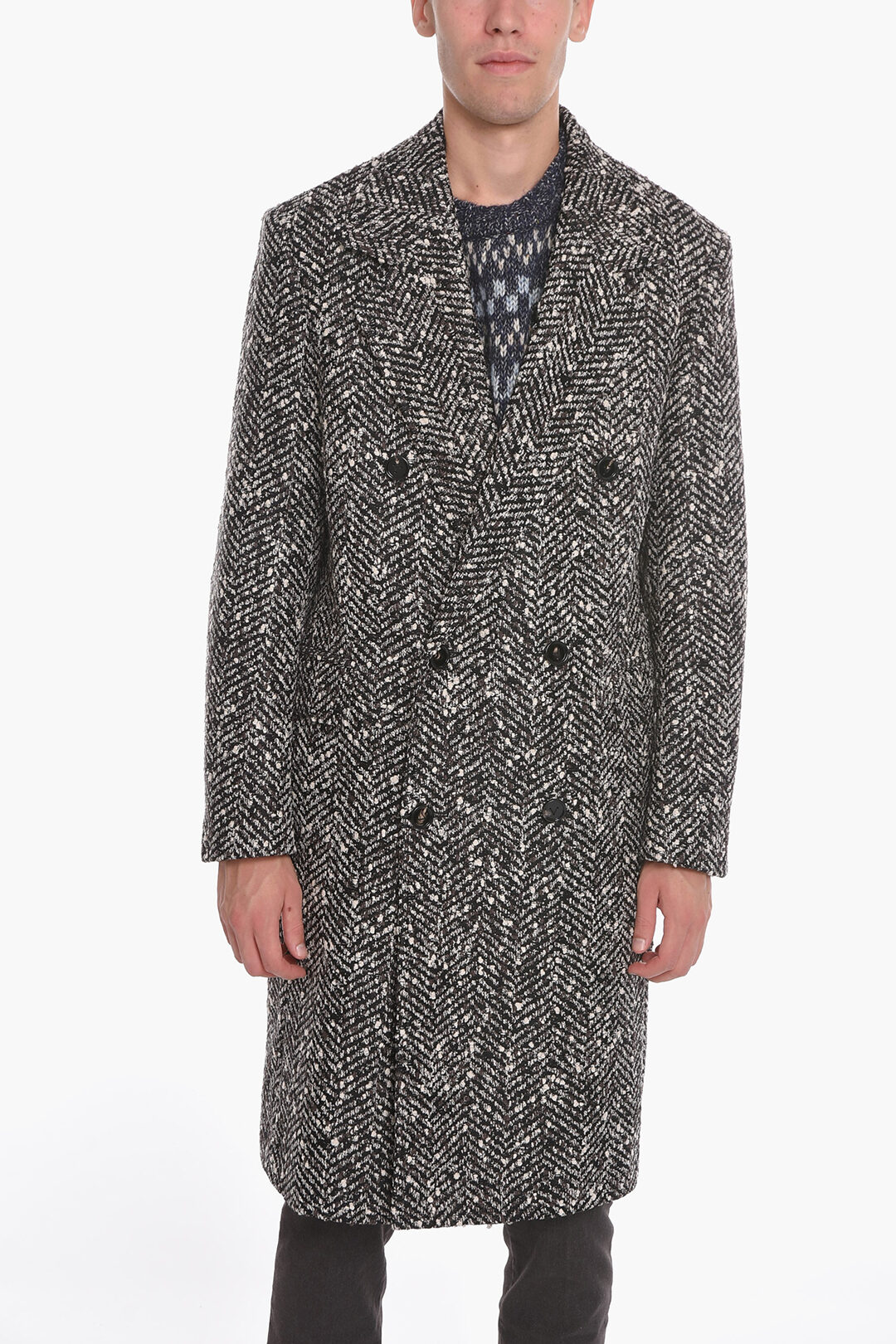 Bottega Veneta Wool-blend Double-breasted Coat in Herringbone Motif men -  Glamood Outlet