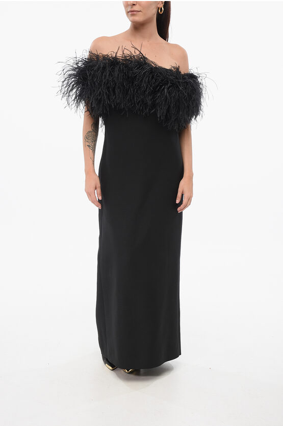 Valentino Wool Blend Dress With Feathers