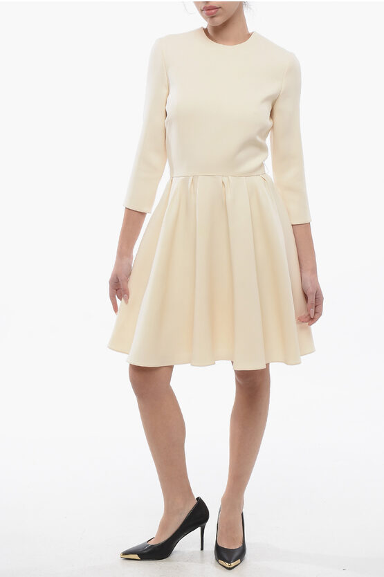 DIOR WOOL BLEND FLARED DRESS WITH 3/4 SLEEVES